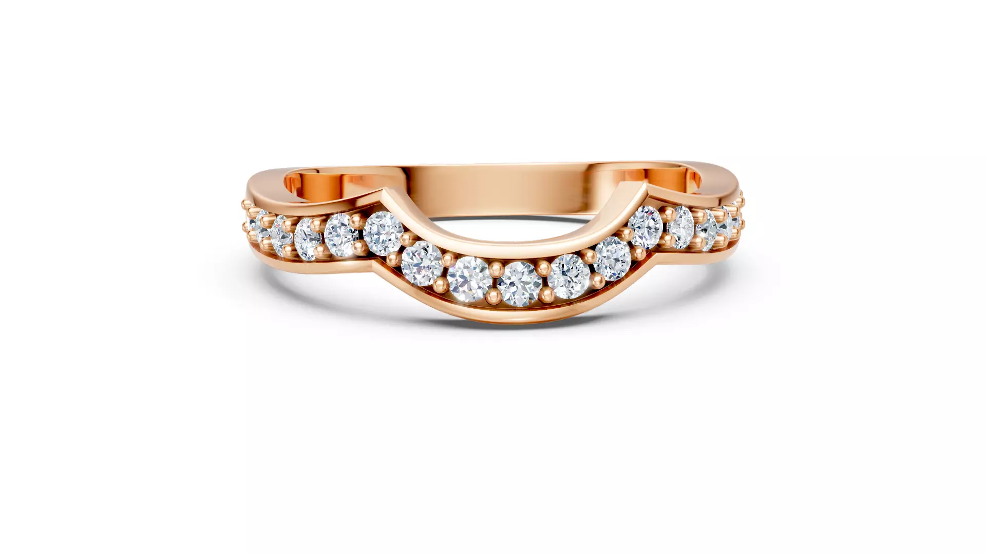 Curved Diamond Wedding Band 3D Printable Jewelry CAD Free 3D print model