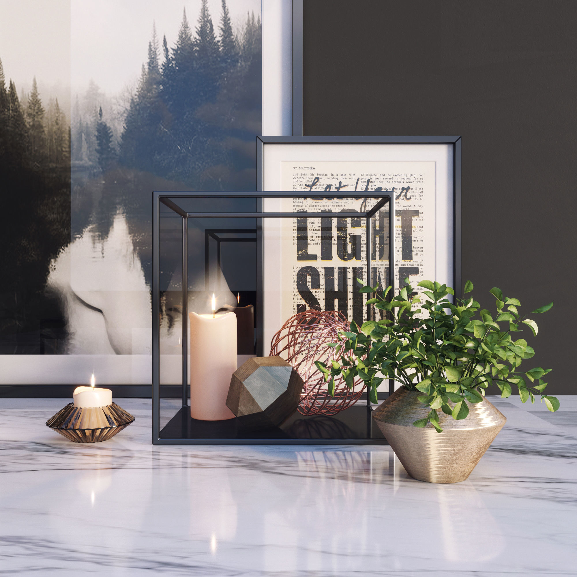 Modern decor set 3D model_2