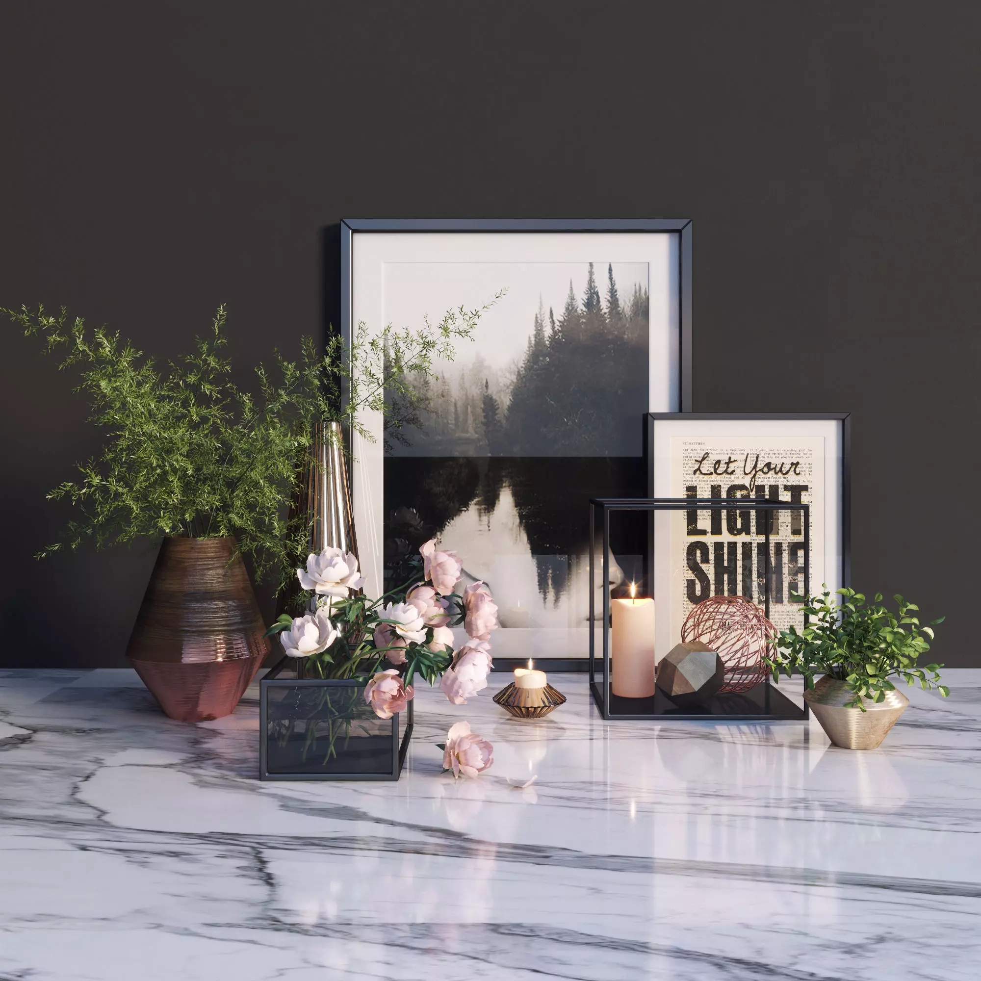 Modern decor set 3D model_0