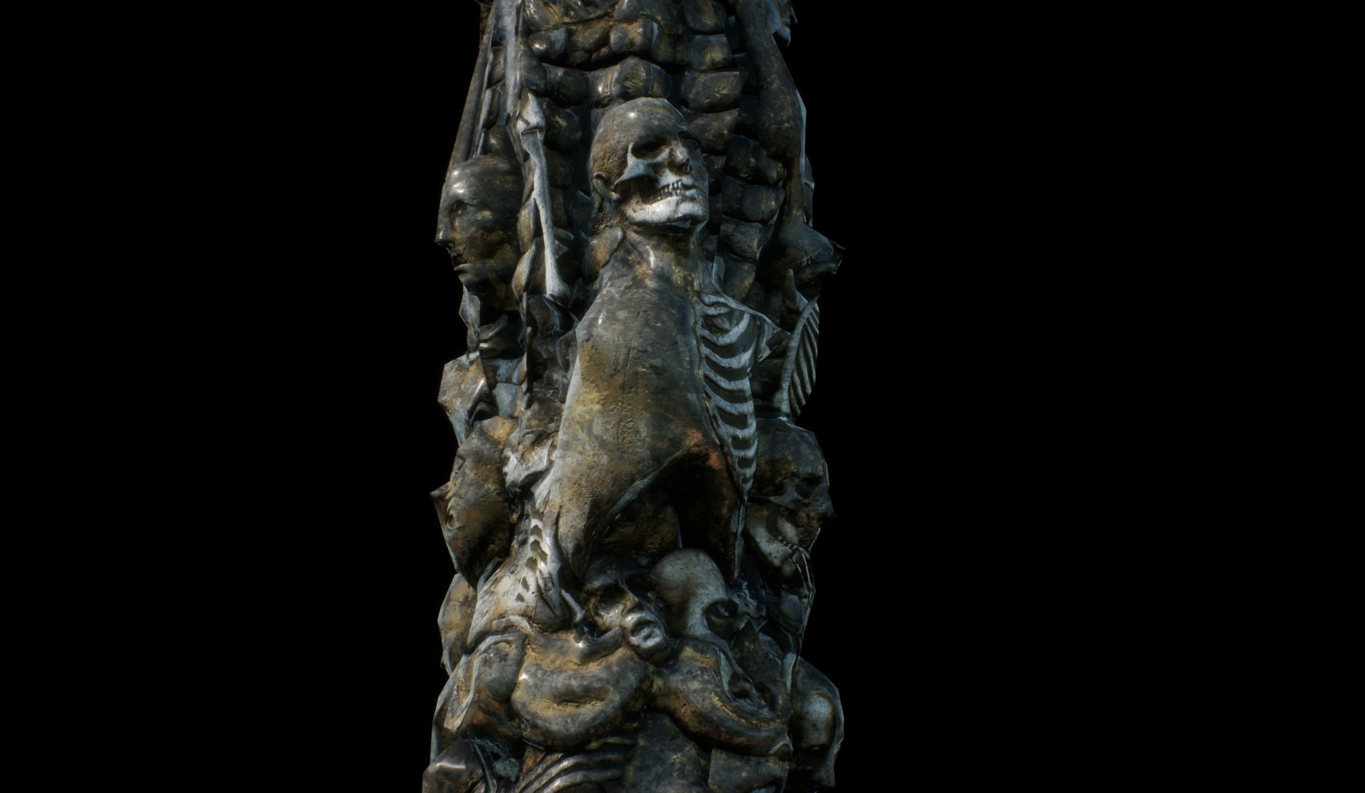 Skeleton Column Low-poly 3D model_9