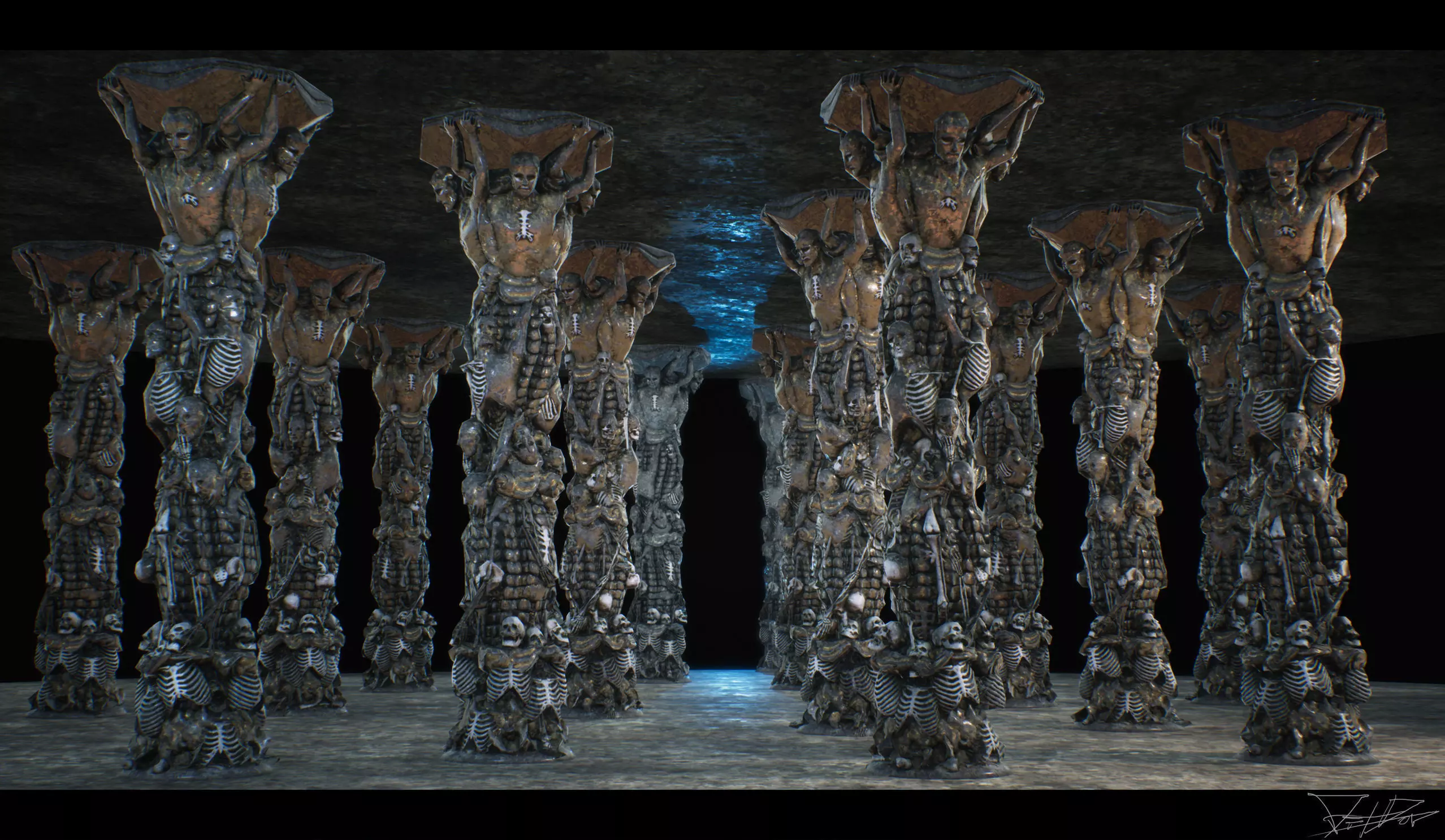 Skeleton Column Low-poly 3D model_0