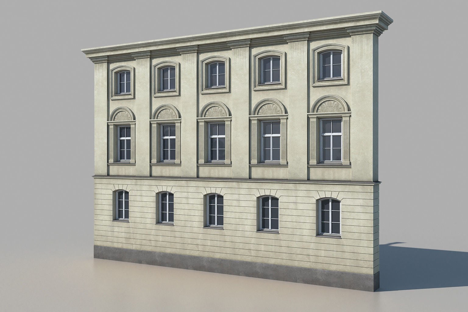 Classic building facade 01 Low-poly 3D model_1
