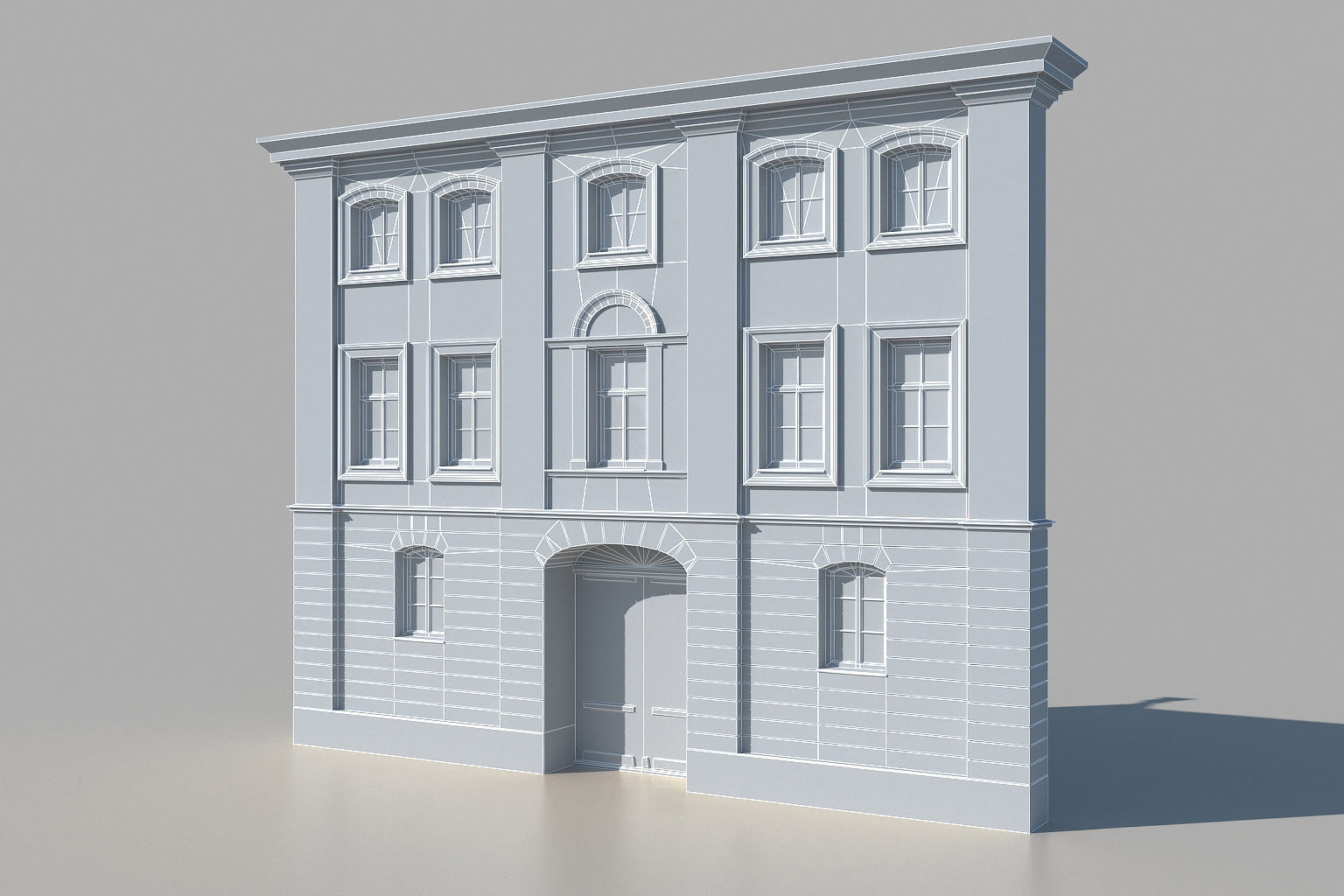 Classic building facade 01 Low-poly 3D model_2