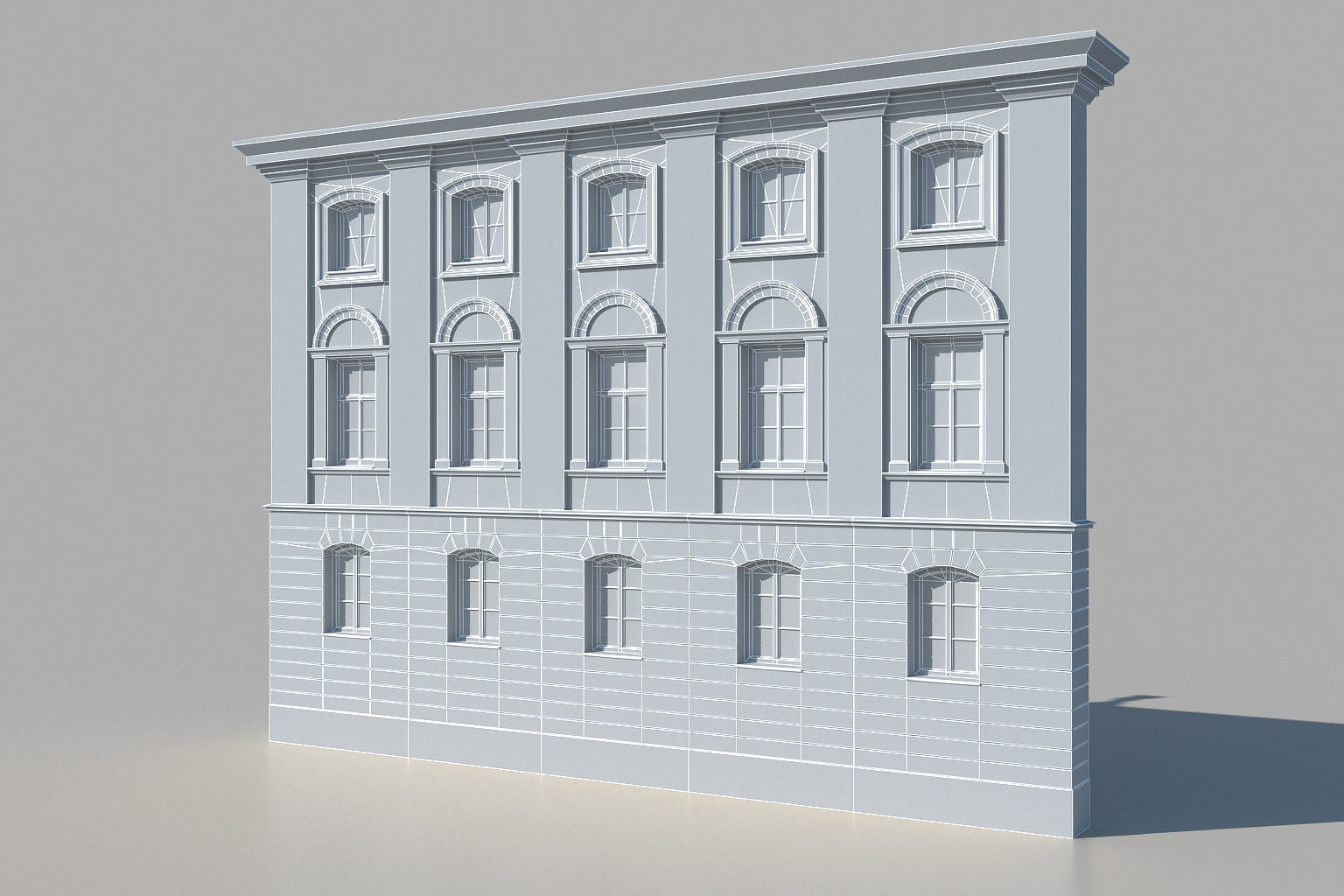 Classic building facade 01 Low-poly 3D model_3
