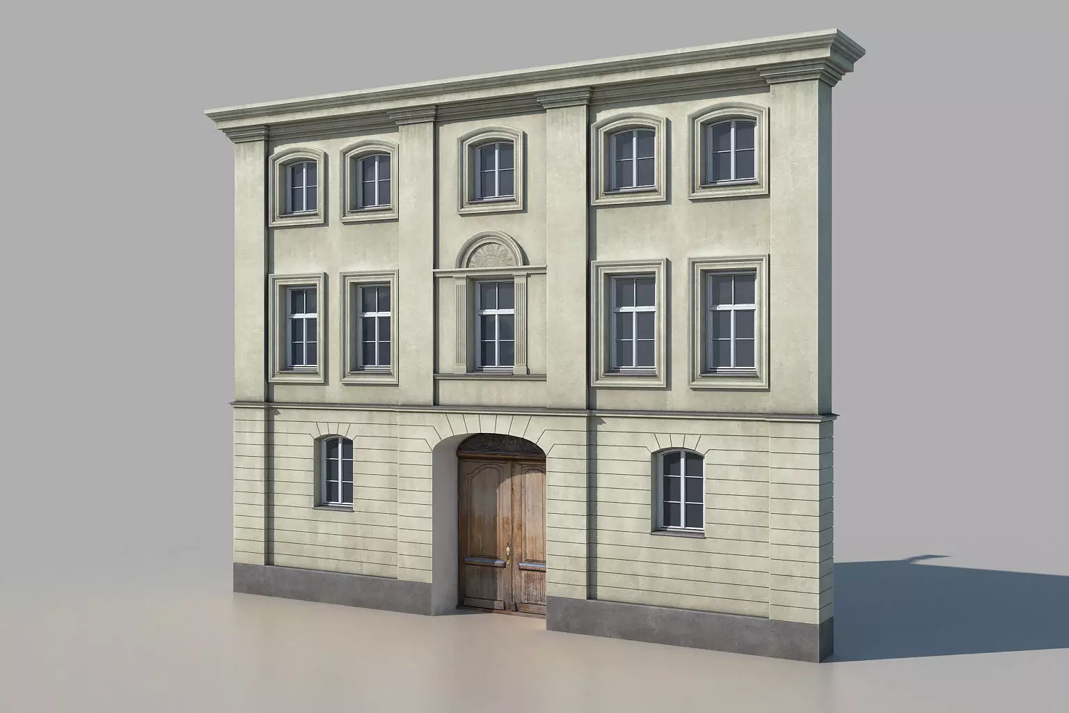 Classic building facade 01 Low-poly 3D model_0