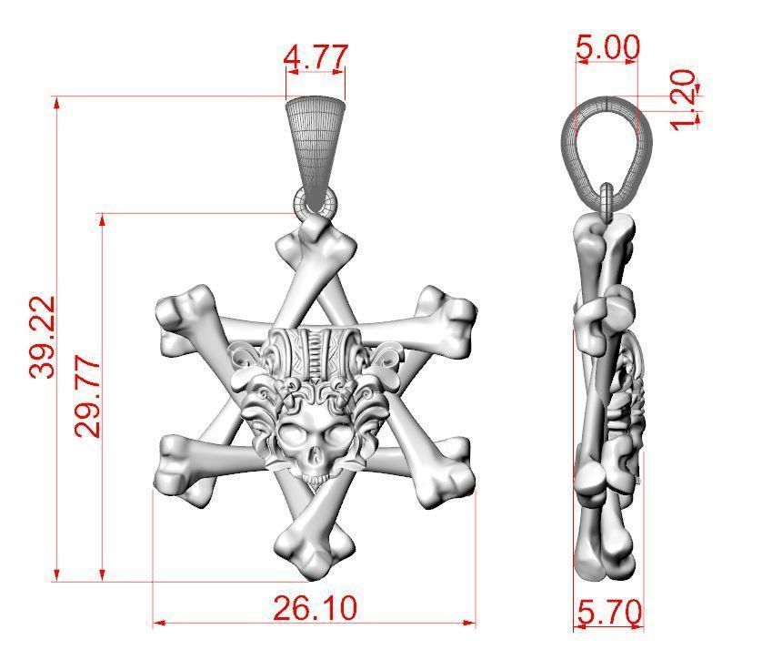 Skull pendant 3D print model_4