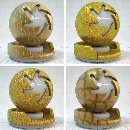 4 PBR Golden Fabric Maps