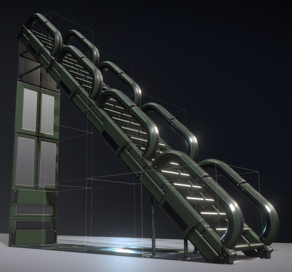 Modular Sci-Fi Stairs - Package - All Available Textures  Low-poly 3D model_224