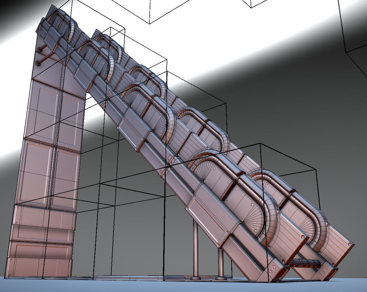 Modular Sci-Fi Stairs - Package - All Available Textures  Low-poly 3D model_71