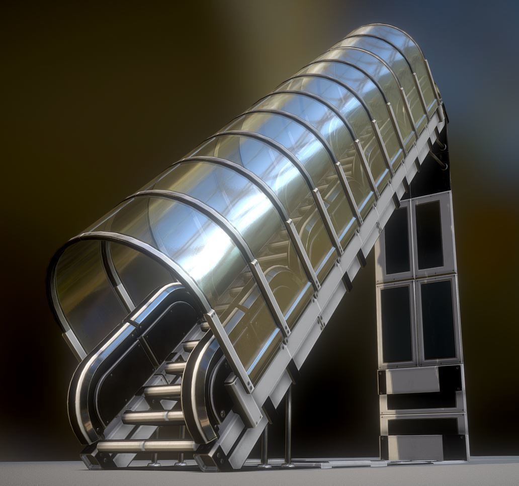 Modular Sci-Fi Stairs - Package - All Available Textures  Low-poly 3D model_42
