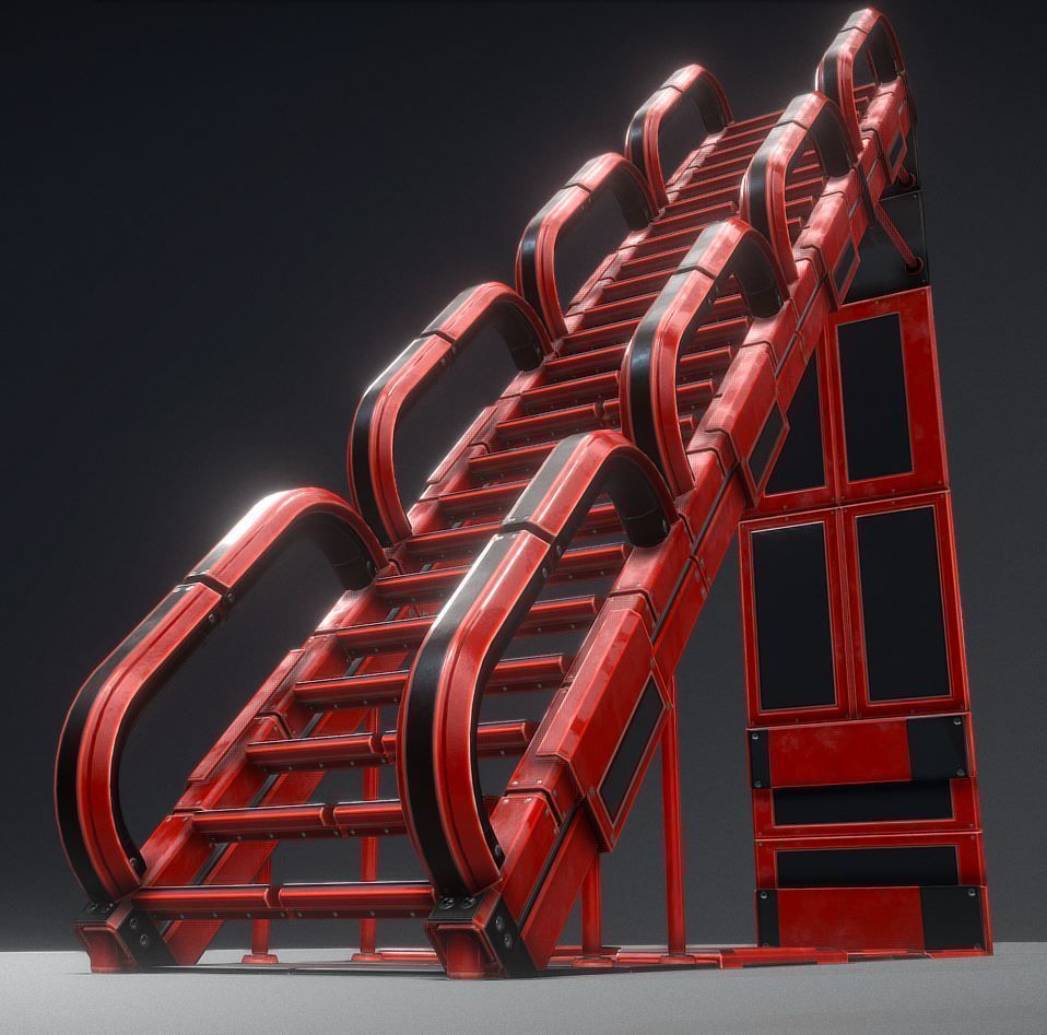 Modular Sci-Fi Stairs - Package - All Available Textures  Low-poly 3D model_79