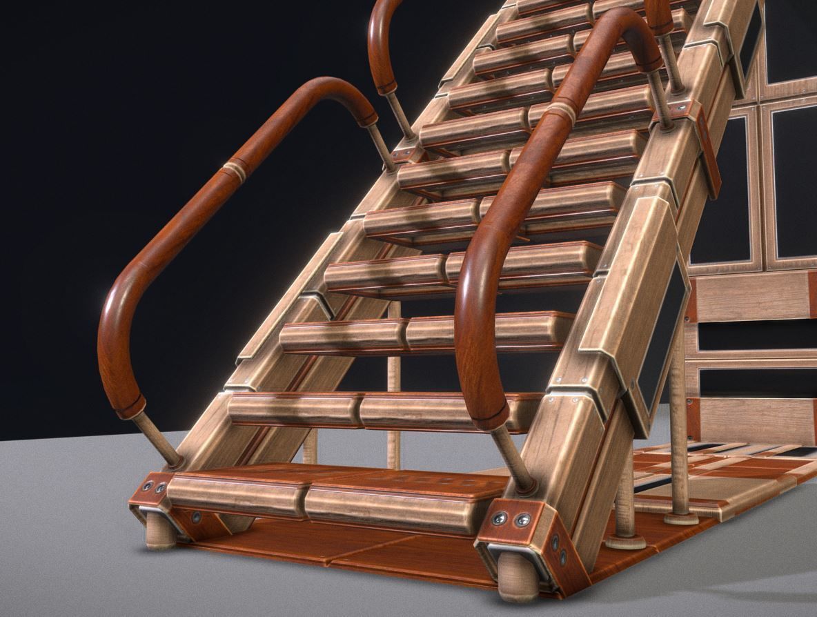 Modular Sci-Fi Stairs - Package - All Available Textures  Low-poly 3D model_10
