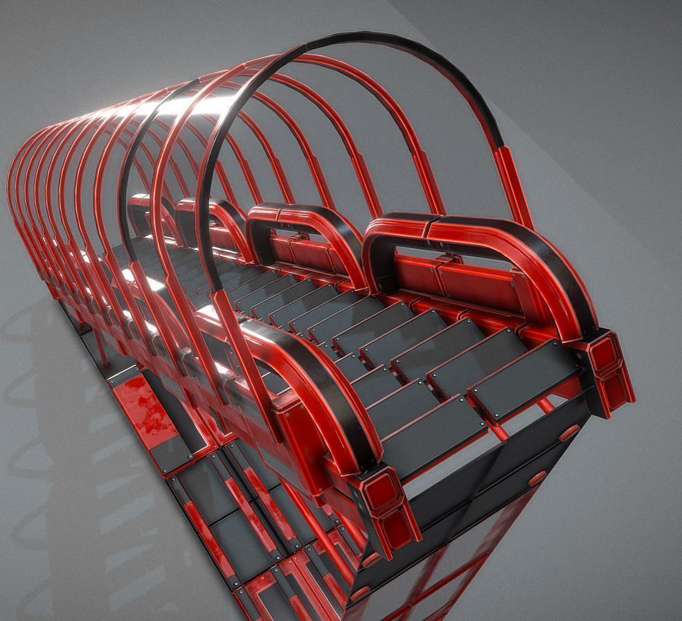 Modular Sci-Fi Stairs - Package - All Available Textures  Low-poly 3D model_83