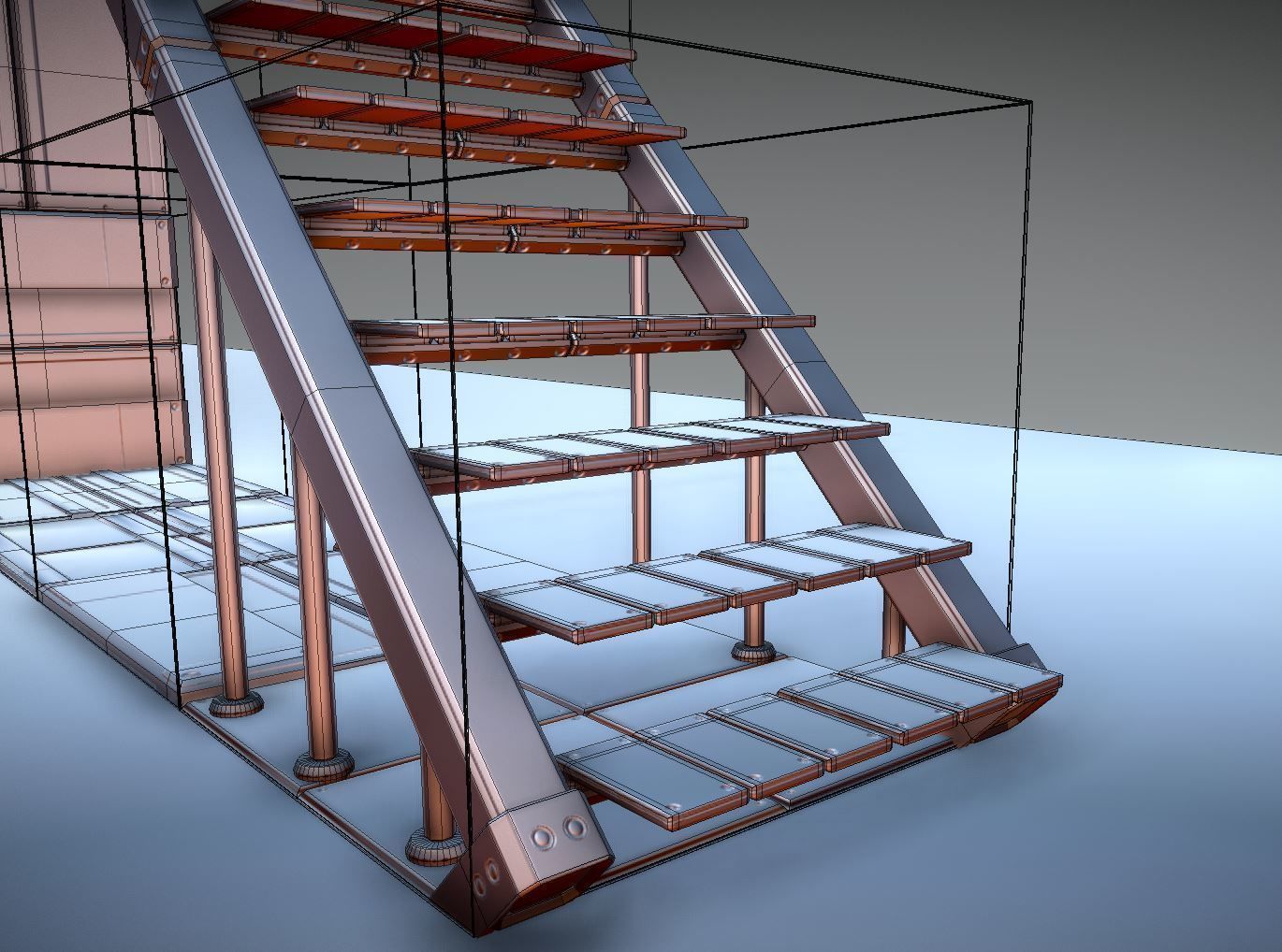 Modular Sci-Fi Stairs - Package - All Available Textures  Low-poly 3D model_17