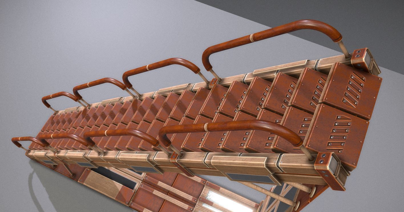 Modular Sci-Fi Stairs - Package - All Available Textures  Low-poly 3D model_58