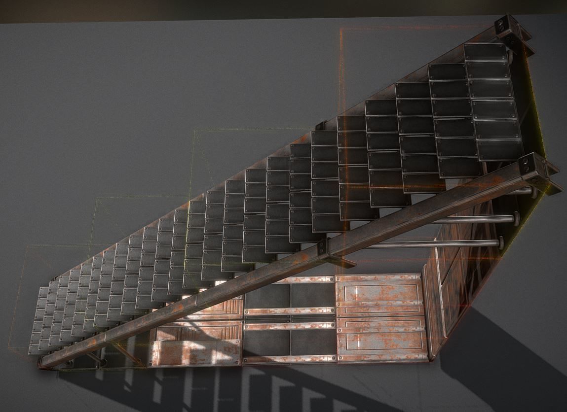Modular Sci-Fi Stairs - Package - All Available Textures  Low-poly 3D model_139
