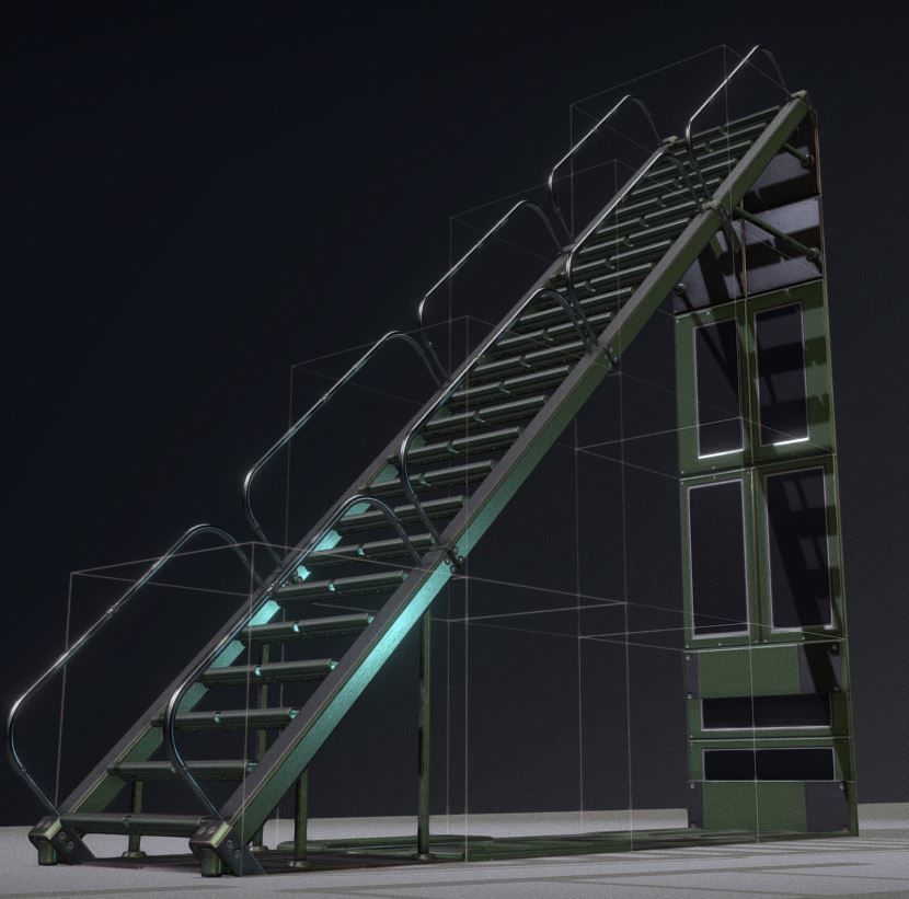 Modular Sci-Fi Stairs - Package - All Available Textures  Low-poly 3D model_128