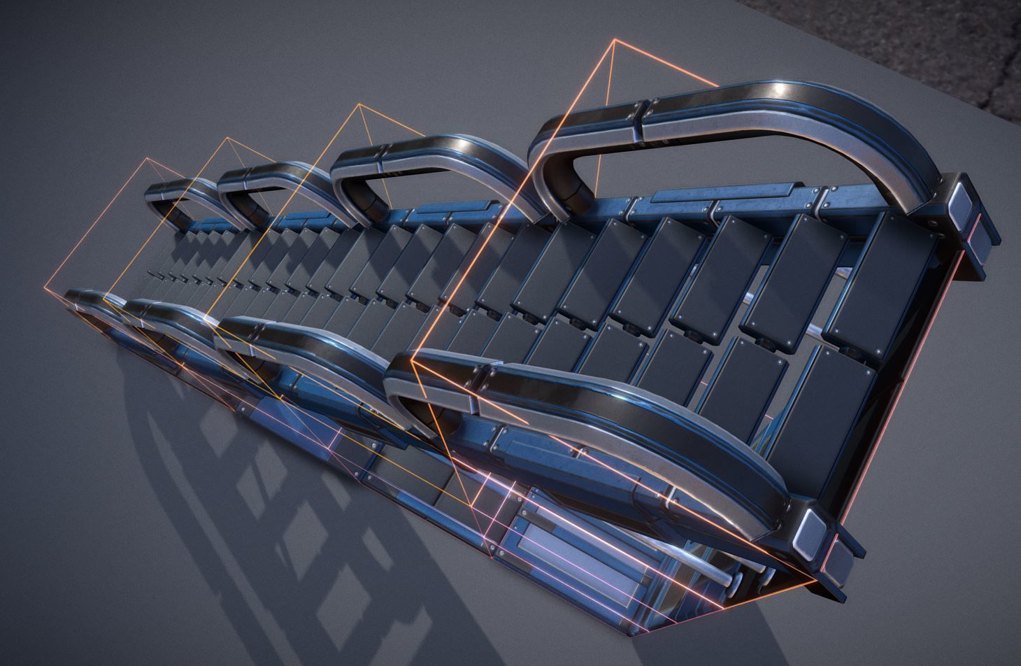 Modular Sci-Fi Stairs - Package - All Available Textures  Low-poly 3D model_193