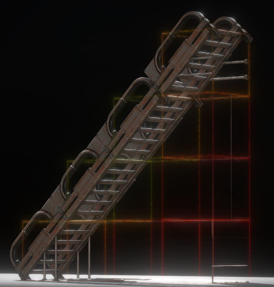Modular Sci-Fi Stairs - Package - All Available Textures  Low-poly 3D model_150