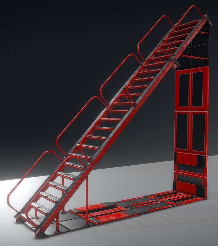 Modular Sci-Fi Stairs - Package - All Available Textures  Low-poly 3D model_85