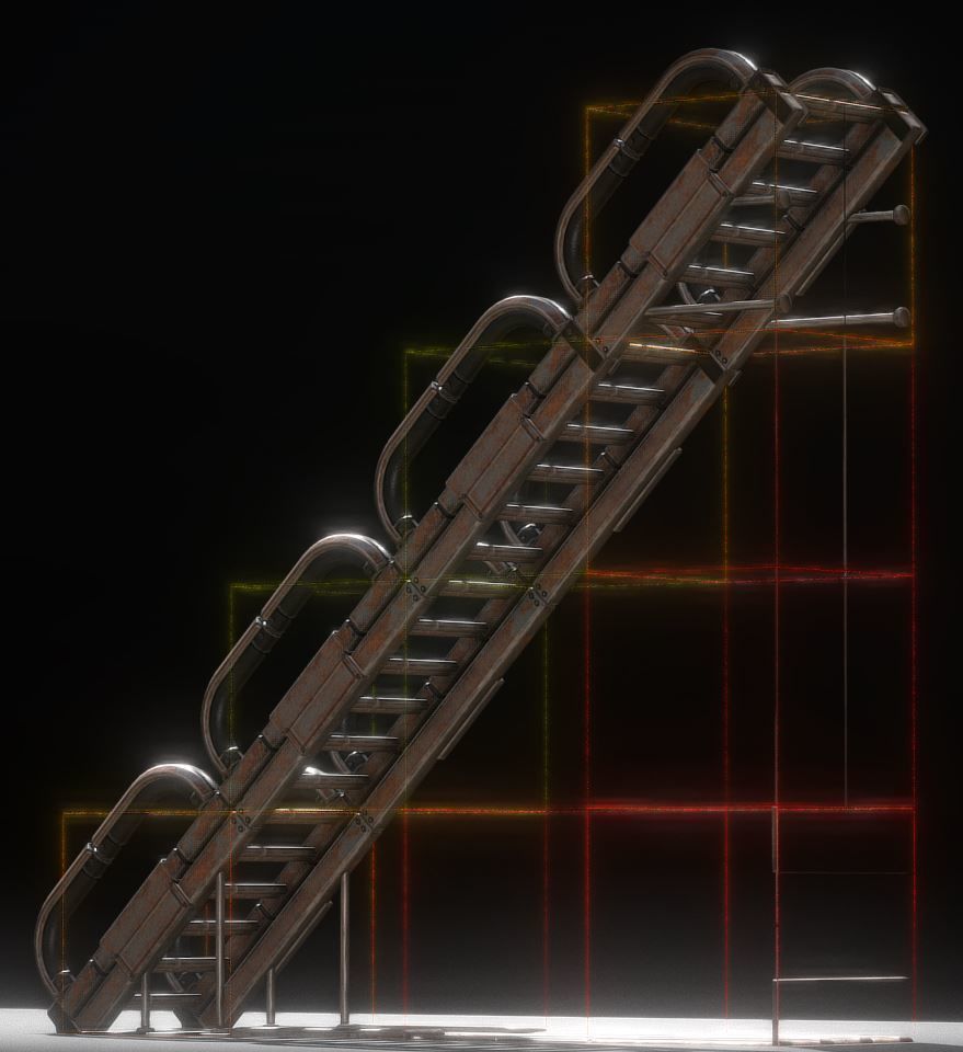Modular Sci-Fi Stairs - Package - All Available Textures  Low-poly 3D model_114
