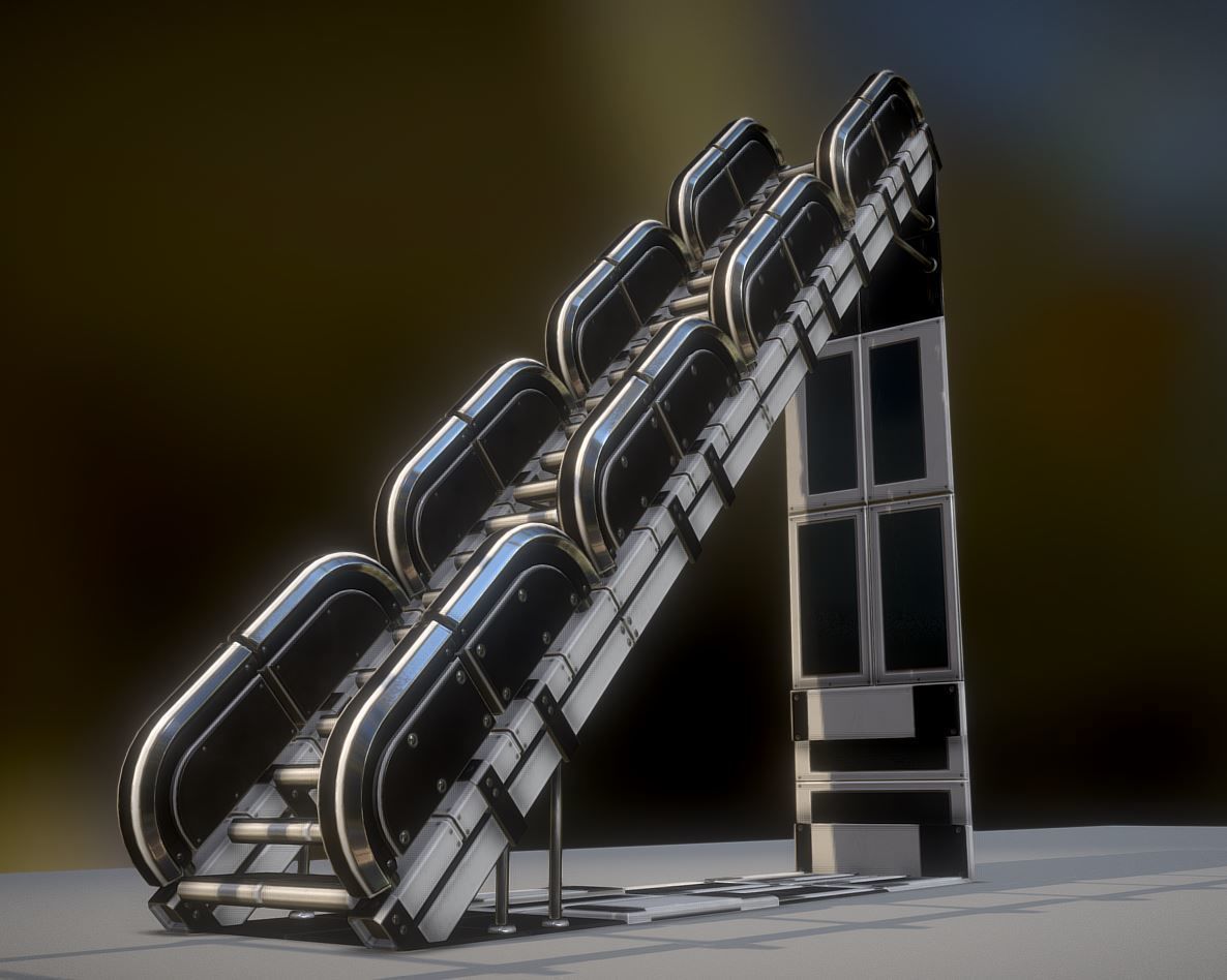Modular Sci-Fi Stairs - Package - All Available Textures  Low-poly 3D model_41