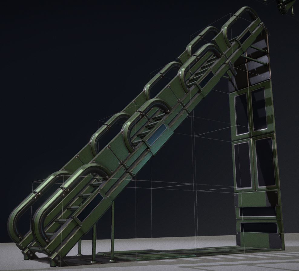 Modular Sci-Fi Stairs - Package - All Available Textures  Low-poly 3D model_93