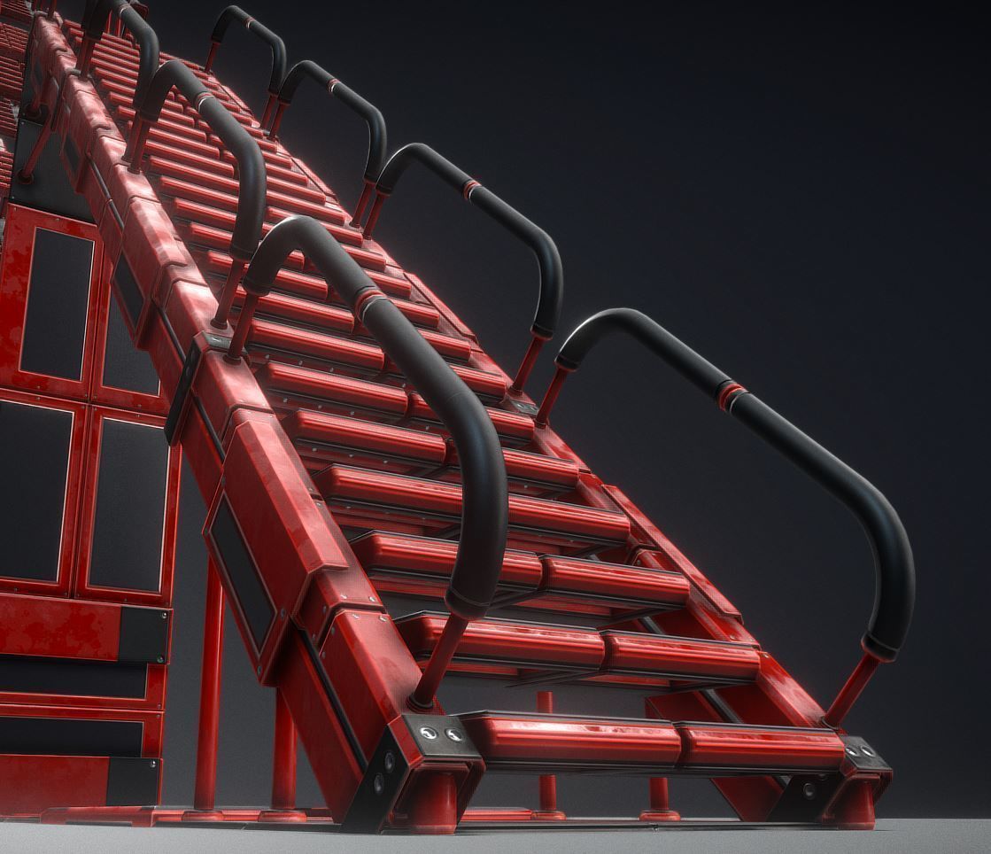 Modular Sci-Fi Stairs - Package - All Available Textures  Low-poly 3D model_236