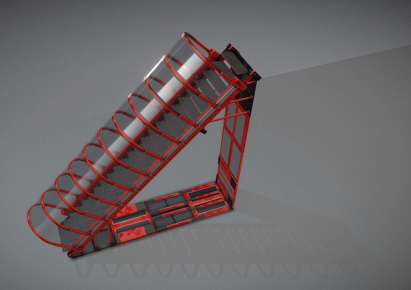 Modular Sci-Fi Stairs - Package - All Available Textures  Low-poly 3D model_86