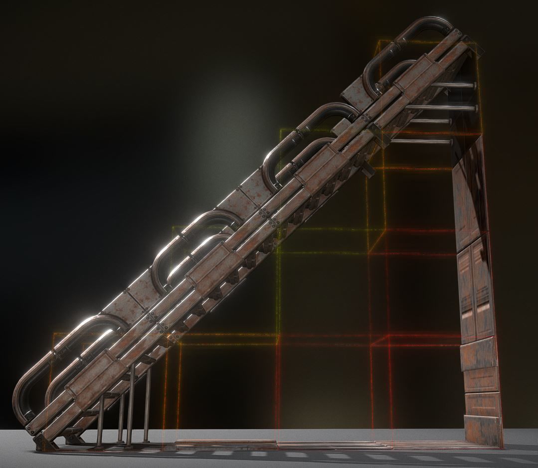 Modular Sci-Fi Stairs - Package - All Available Textures  Low-poly 3D model_96