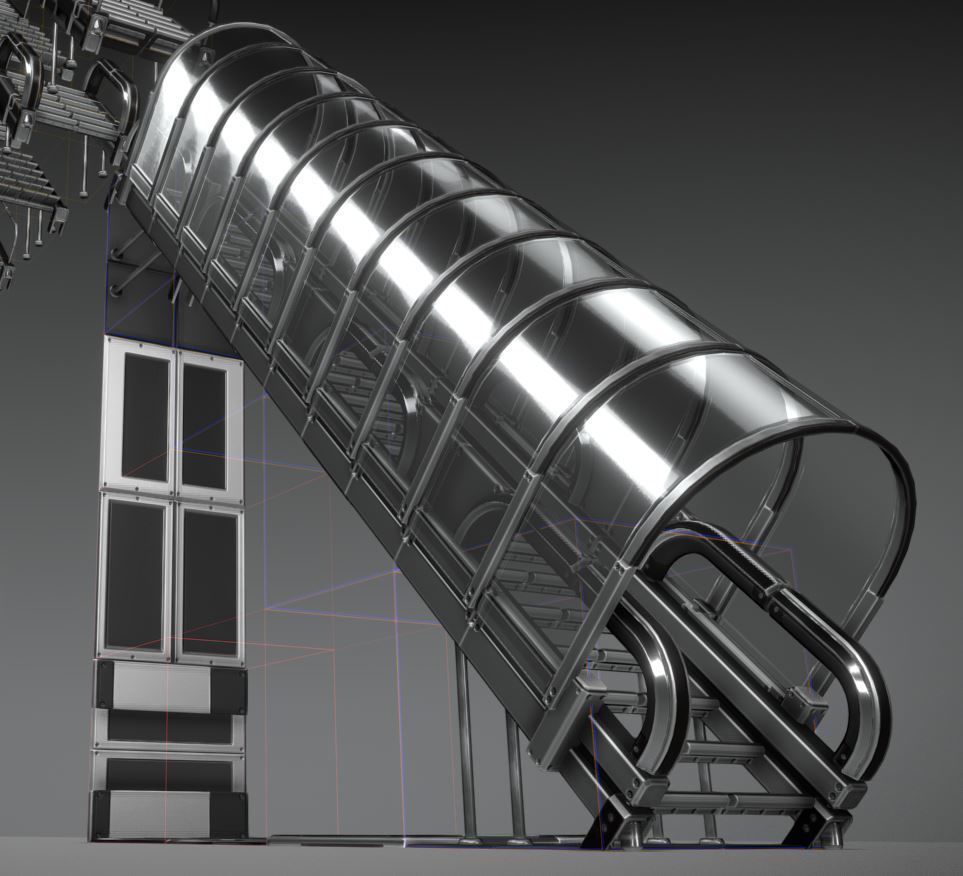 Modular Sci-Fi Stairs - Package - All Available Textures  Low-poly 3D model_57