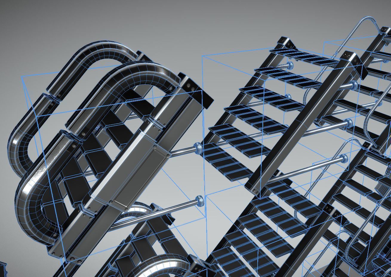 Modular Sci-Fi Stairs - Package - All Available Textures  Low-poly 3D model_78