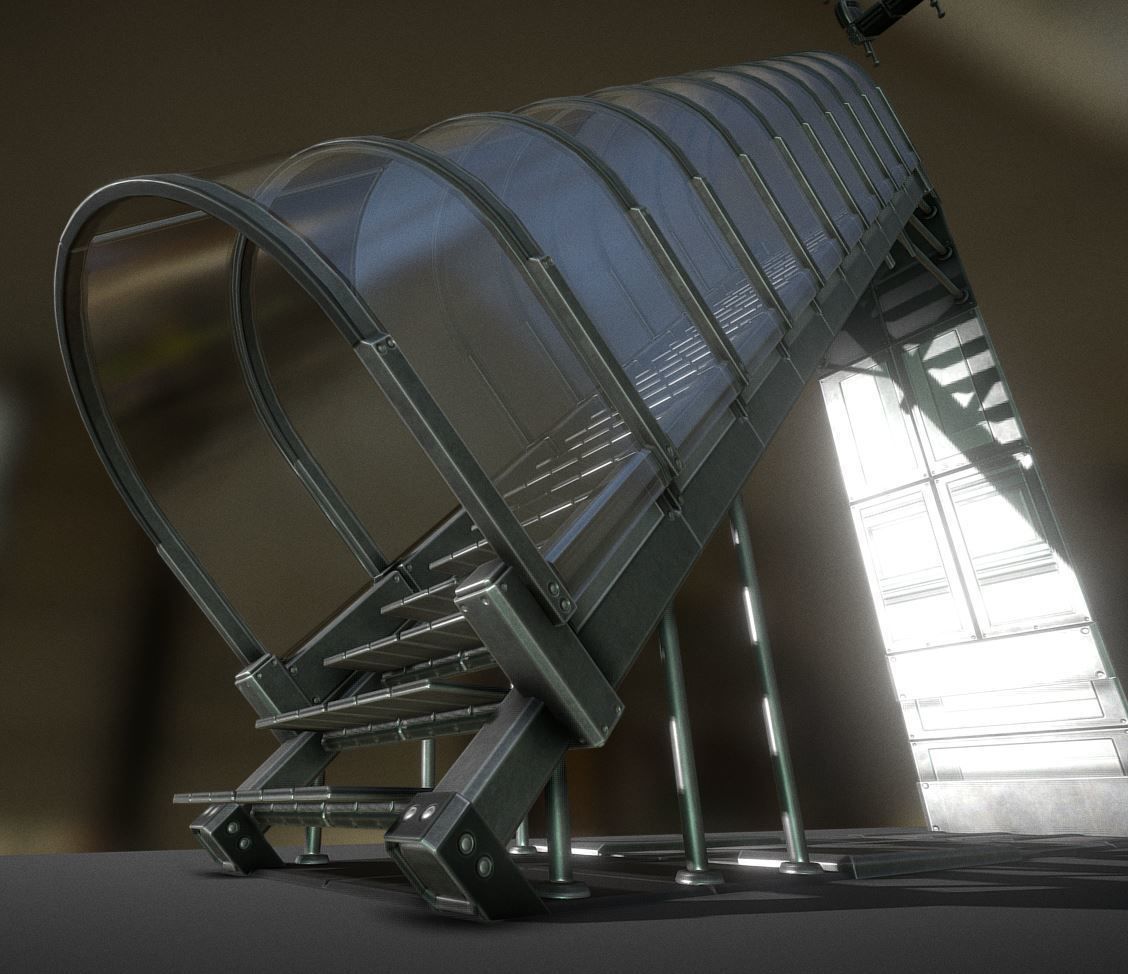 Modular Sci-Fi Stairs - Package - All Available Textures  Low-poly 3D model_180