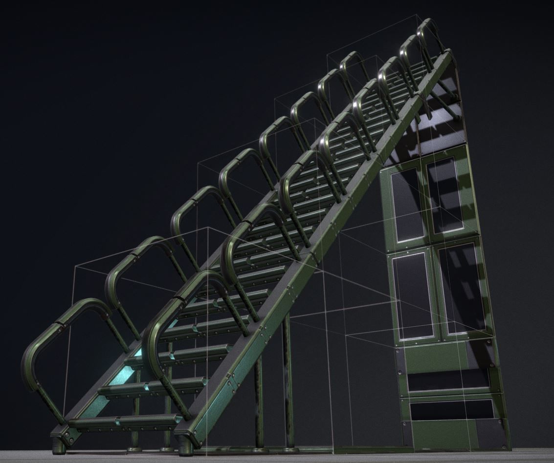 Modular Sci-Fi Stairs - Package - All Available Textures  Low-poly 3D model_162