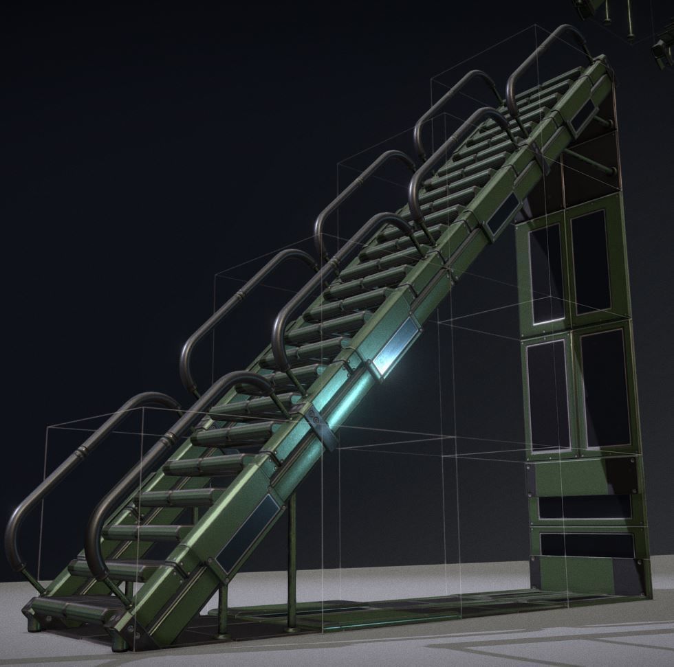 Modular Sci-Fi Stairs - Package - All Available Textures  Low-poly 3D model_164