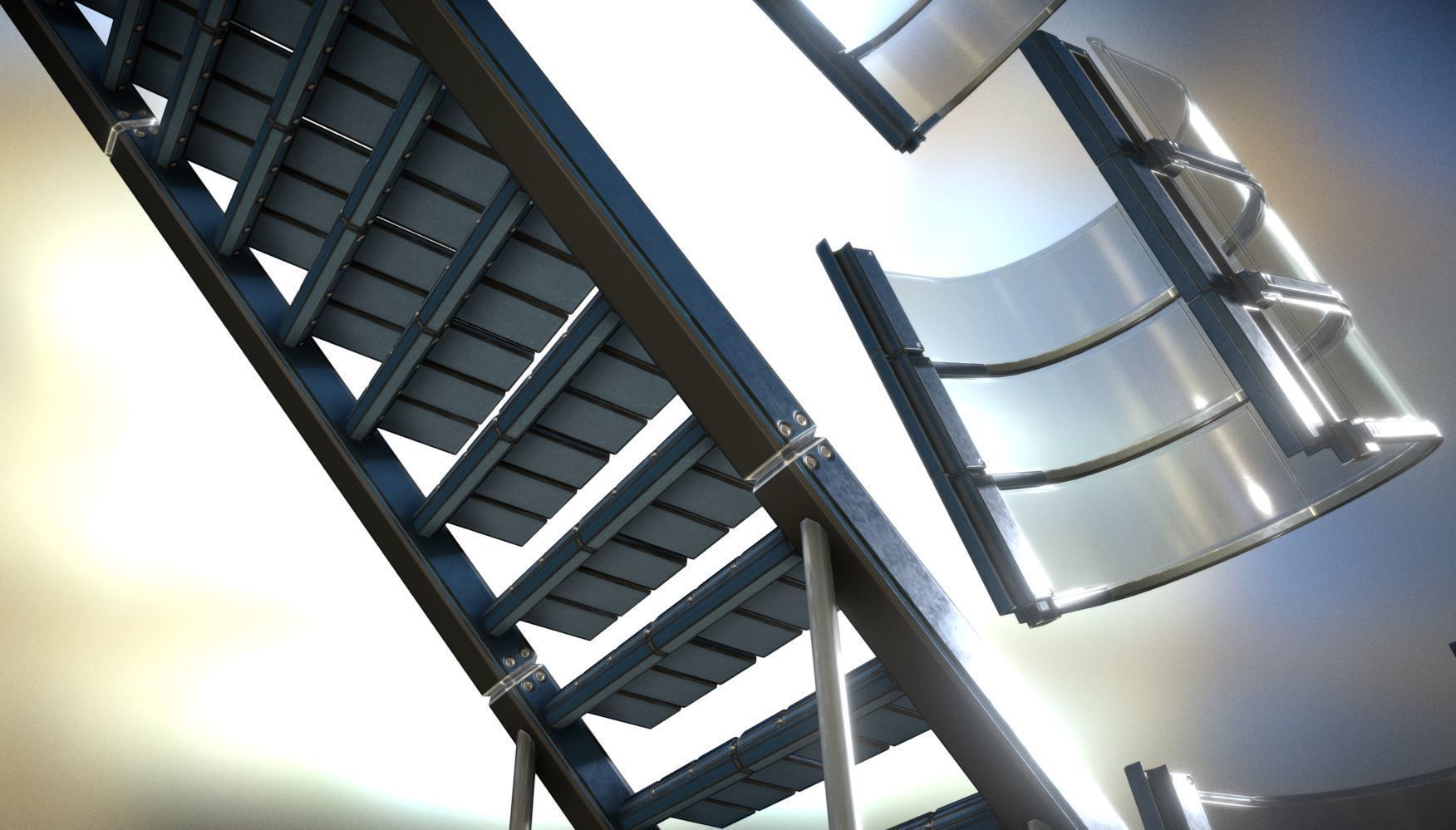 Modular Sci-Fi Stairs - Package - All Available Textures  Low-poly 3D model_226