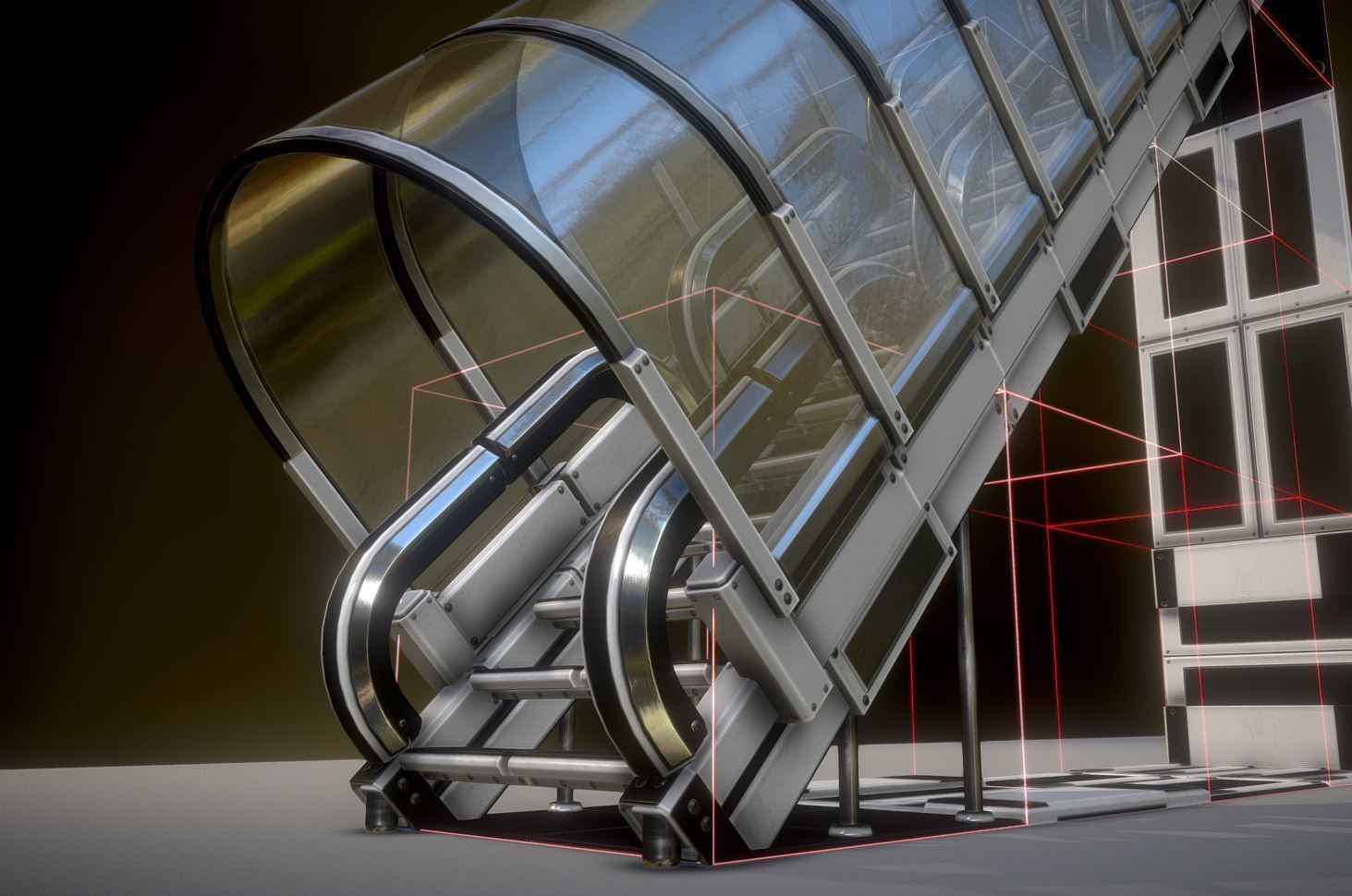 Modular Sci-Fi Stairs - Package - All Available Textures  Low-poly 3D model_23