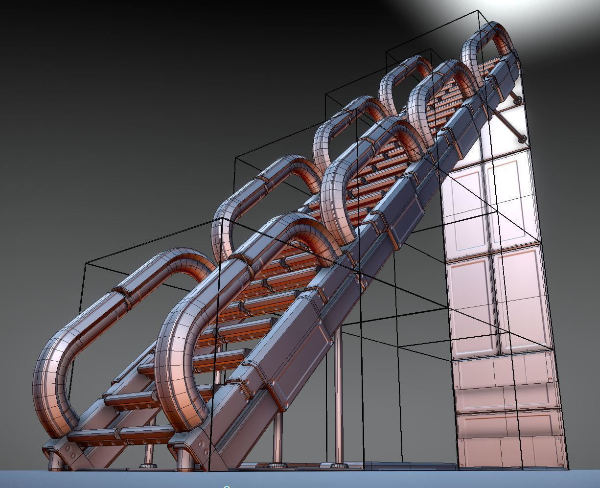 Modular Sci-Fi Stairs - Package - All Available Textures  Low-poly 3D model_69