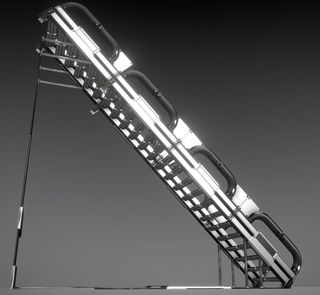 Modular Sci-Fi Stairs - Package - All Available Textures  Low-poly 3D model_61