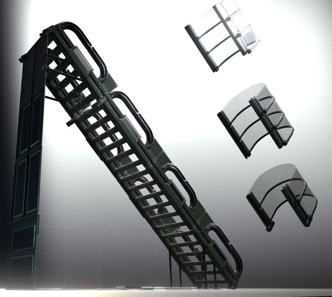 Modular Sci-Fi Stairs - Package - All Available Textures  Low-poly 3D model_168
