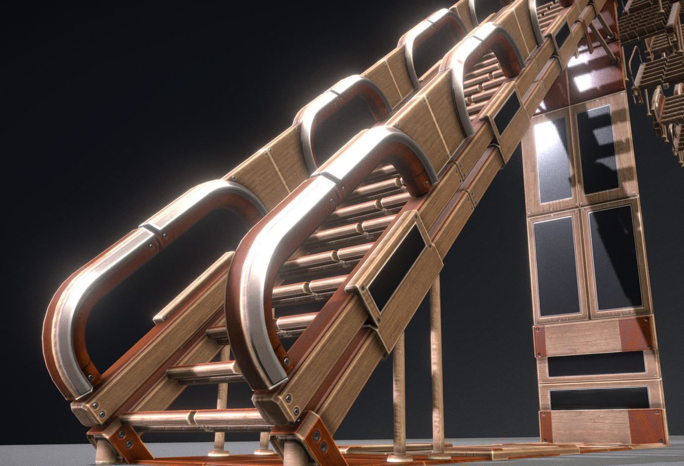 Modular Sci-Fi Stairs - Package - All Available Textures  Low-poly 3D model_13