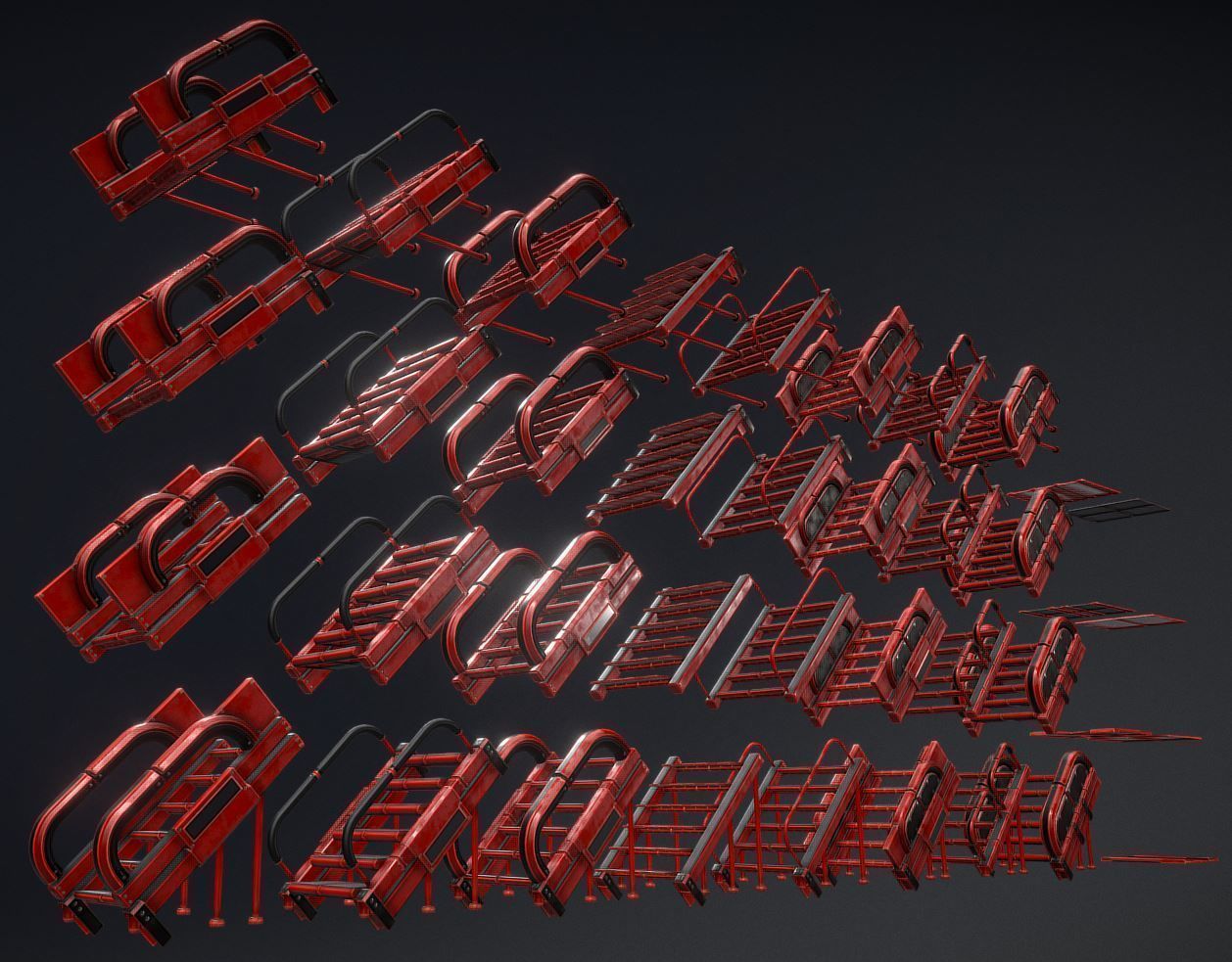 Modular Sci-Fi Stairs - Package - All Available Textures  Low-poly 3D model_92
