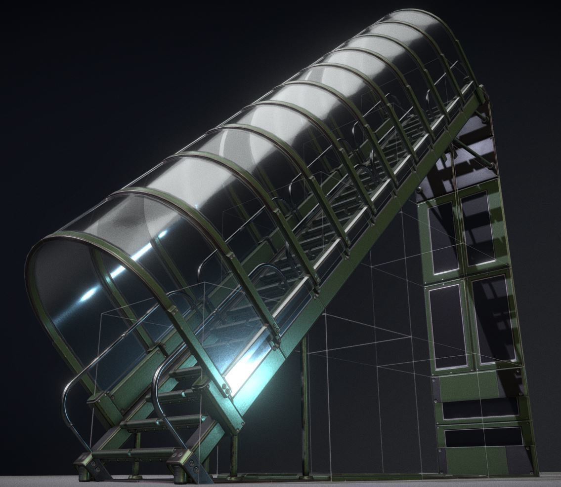 Modular Sci-Fi Stairs - Package - All Available Textures  Low-poly 3D model_102