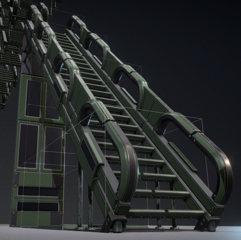 Modular Sci-Fi Stairs - Package - All Available Textures  Low-poly 3D model_184