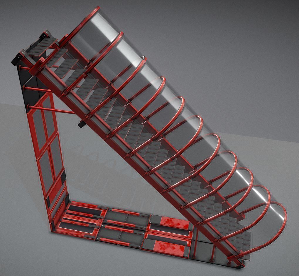Modular Sci-Fi Stairs - Package - All Available Textures  Low-poly 3D model_84
