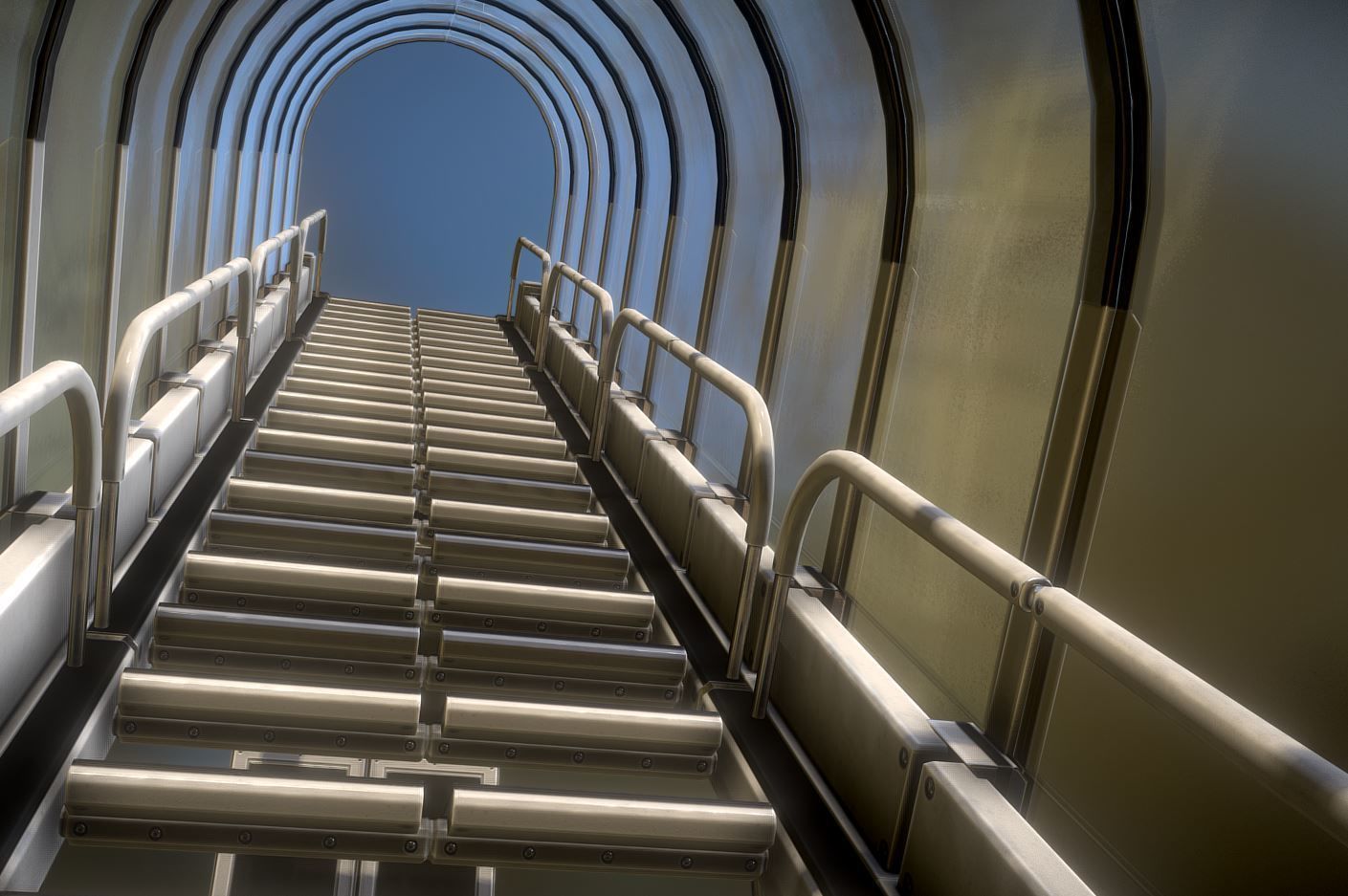 Modular Sci-Fi Stairs - Package - All Available Textures  Low-poly 3D model_43