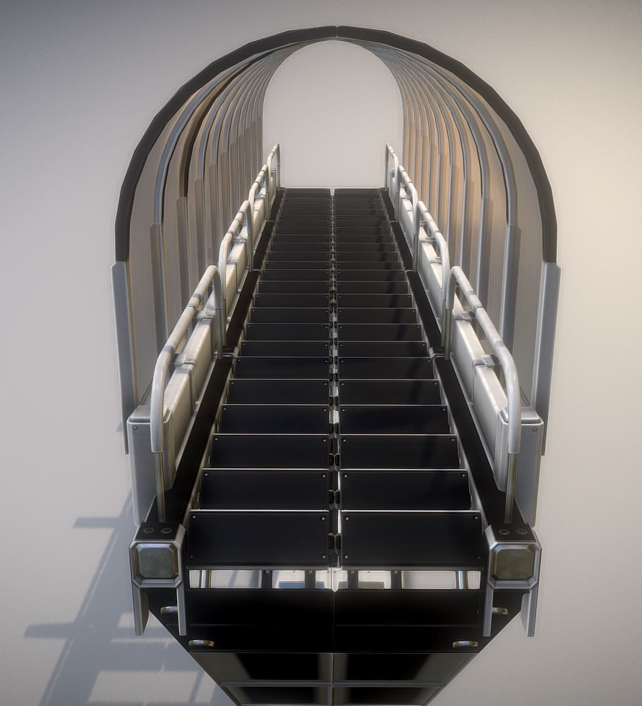 Modular Sci-Fi Stairs - Package - All Available Textures  Low-poly 3D model_36