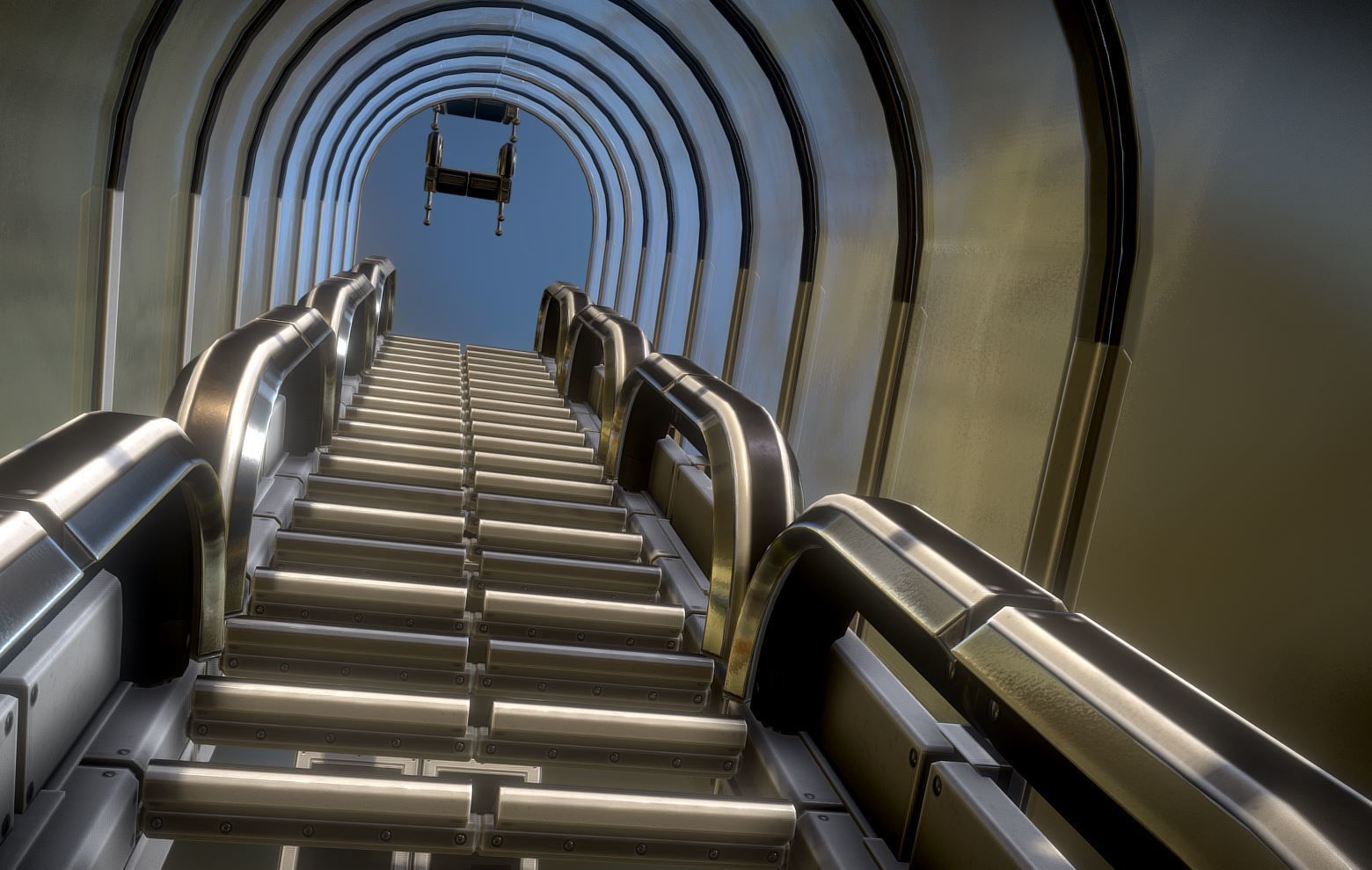 Modular Sci-Fi Stairs - Package - All Available Textures  Low-poly 3D model_45