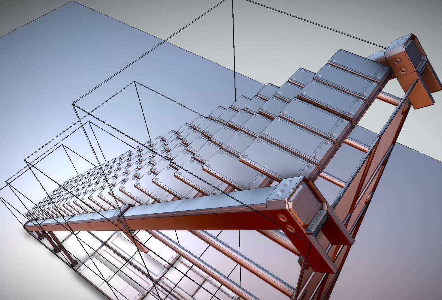 Modular Sci-Fi Stairs - Package - All Available Textures  Low-poly 3D model_72