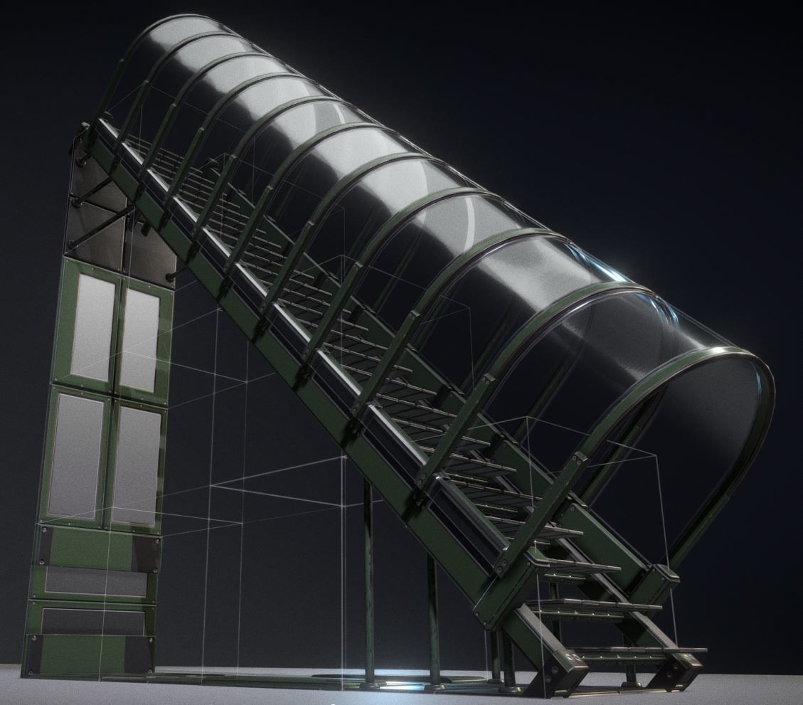 Modular Sci-Fi Stairs - Package - All Available Textures  Low-poly 3D model_109